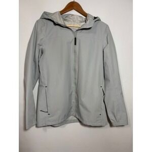 Lole Women's M Gray Lightweight Rain Jacket Hooded Full Zip Activewear